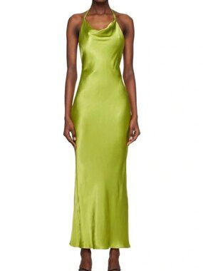 bec and bridge green silk dress Bec + Bridge Malyka Long Sleeve Maxi Dress in Moss Green